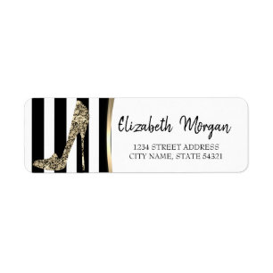 Diamonds High Heels, White Stripes Address Label