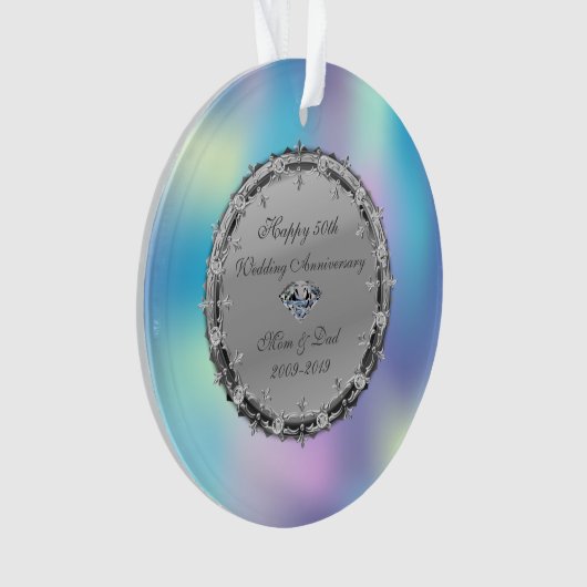 Diamonds Holographic 50th Wedding Jubileum Ornament (voorkant)