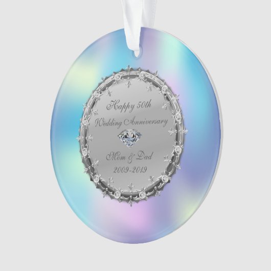 Diamonds Holographic 50th Wedding Jubileum Ornament (voorkant)