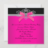 Diamonds Hot Pink Black Sweet 16 Verjaardagsfeest Kaart (Achterkant)