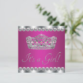 Diamonds Hot Pink Princess Baby shower Kaart (Staand voorkant)