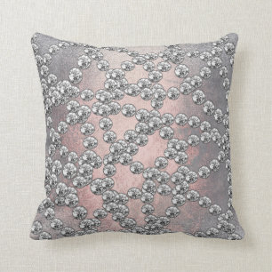 Diamonds Jewels Decor Silver Gray Pink Grungy Kussen