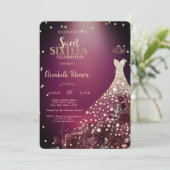 Diamonds, Jurk, Bourgondische Rozen Sweet 16 Kaart (Staand voorkant)