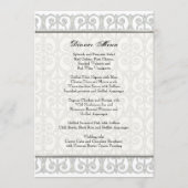 Diamonds & Lace, monogrammed Wedding Dinner Menu (Achterkant)