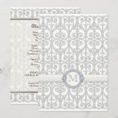 Diamonds & Lace, monogrammed Wedding Dinner Menu (Voorkant / Achterkant)
