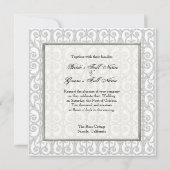 Diamonds & Lace, Monogrammed Wedding Invitation Kaart (Achterkant)