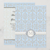 Diamonds & Lace, Monogrammed Wedding Invitation Kaart (Voorkant / Achterkant)