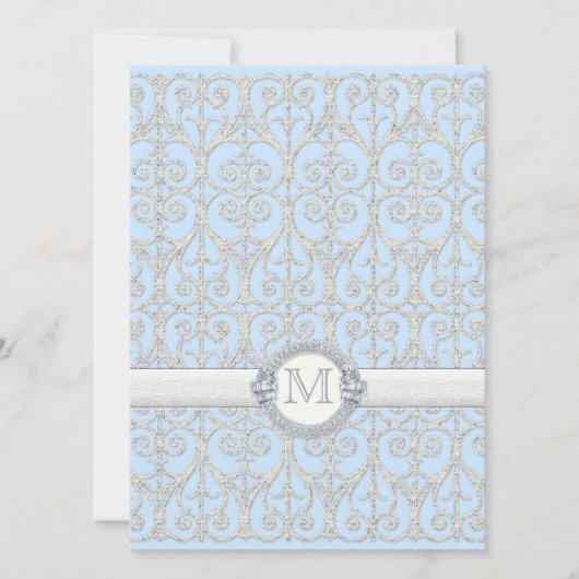 Diamonds & Lace, Monogrammed Wedding Invitation Kaart (Voorkant)