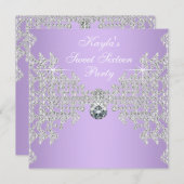 Diamonds Lavender Paars Sweet 16 Birthday Party Kaart (Voorkant / Achterkant)