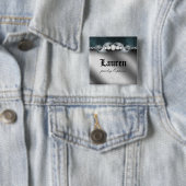 Diamonds Leder Jewelry Purse Silver Blue Brooch Vierkante Button 5,1 Cm (In situ)