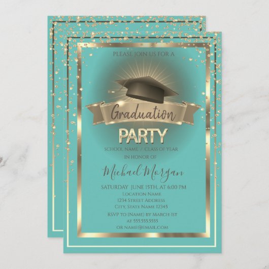 Diamonds Lijst Afstudeerder Pet Mint Green Afstude Kaart (Voorkant / Achterkant)