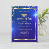 Diamonds Lijst Gold Afstudeerder Pet Blue Afstuder Kaart (Staand voorkant)