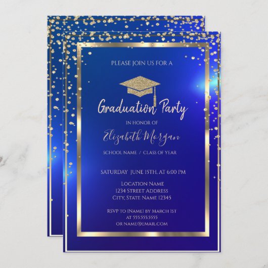 Diamonds Lijst Gold Afstudeerder Pet Blue Afstuder Kaart (Voorkant / Achterkant)