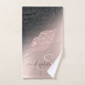 Diamonds Lips Glitter Ombre Roos Gold Bad Handdoek (Handdoek)