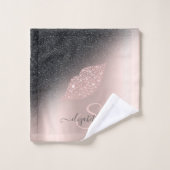 Diamonds Lips Glitter Ombre Roos Gold Bad Handdoek (Wasdoekje)