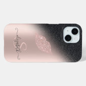 Diamonds Lips Glitter Ombre Roos Gold Case-Mate iPhone Case (Achterkant (horizontaal))