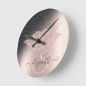 Diamonds Lips Glitter Ombre Roos Gold Ronde Klok (Hoek)