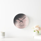 Diamonds Lips Glitter Ombre Roos Gold Ronde Klok (Huis)