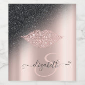Diamonds Lips Glitter Ombre Roos Gold Wijn Etiket (Enkel label)