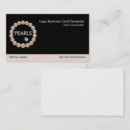Diamonds Logo Rhinestones & Pearl Logo Visitekaartje (Voorkant / Achterkant)
