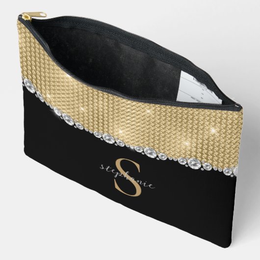 Diamonds Monogram Gold Black Luxury Sophisticated Etui (Open)