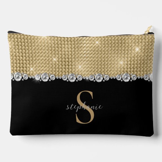 Diamonds Monogram Gold Black Luxury Sophisticated Etui (Achterkant)