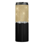 Diamonds Monogram Gold Black Luxury Sophisticated Thermosbeker (Achterkant)