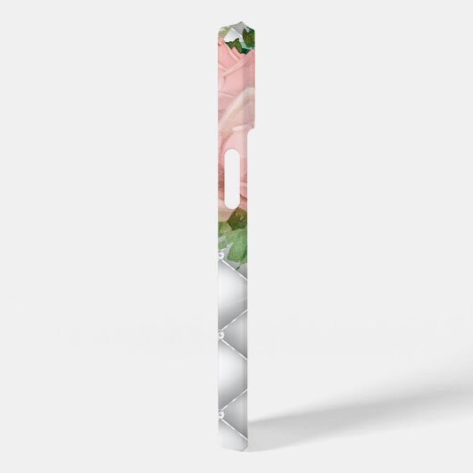 Diamonds Monogram roze rozen Sparkly Bling Tufed Case-Mate iPhone Case (Achterkant / Rechts)