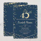 Diamonds Navy Blue Gold 40e verjaardag Kaart (Voorkant / Achterkant)
