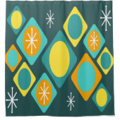 Diamonds Ovalen Starbursts Blauwgroen Douchegordijn (Voorkant)