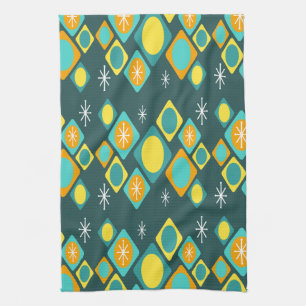 Diamonds Ovalen Starbursts Blauwgroen Theedoek