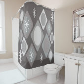 Diamonds Ovalen Starbursts Dark Gray Douchegordijn (In situ)