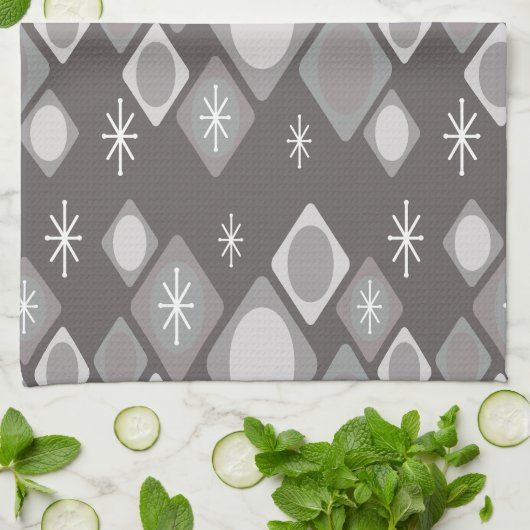 Diamonds Ovalen Starbursts Dark Gray Theedoek (Gevouwen)