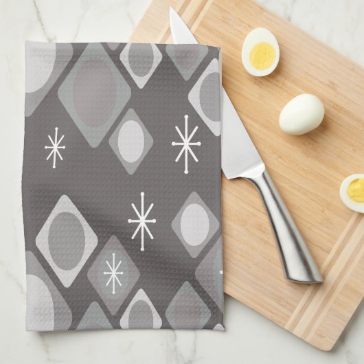 Diamonds Ovalen Starbursts Dark Gray Theedoek (Quarter Fold)