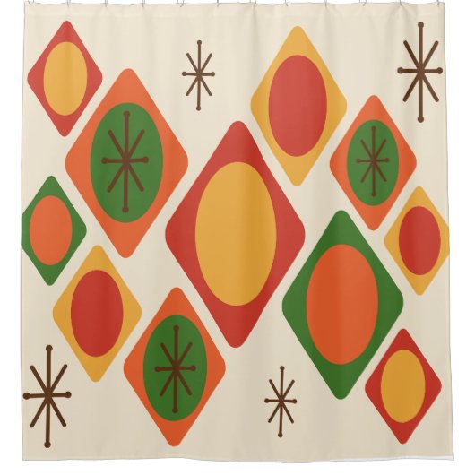 Diamonds Ovalen Starbursts Multicolf Douchegordijn (Voorkant)