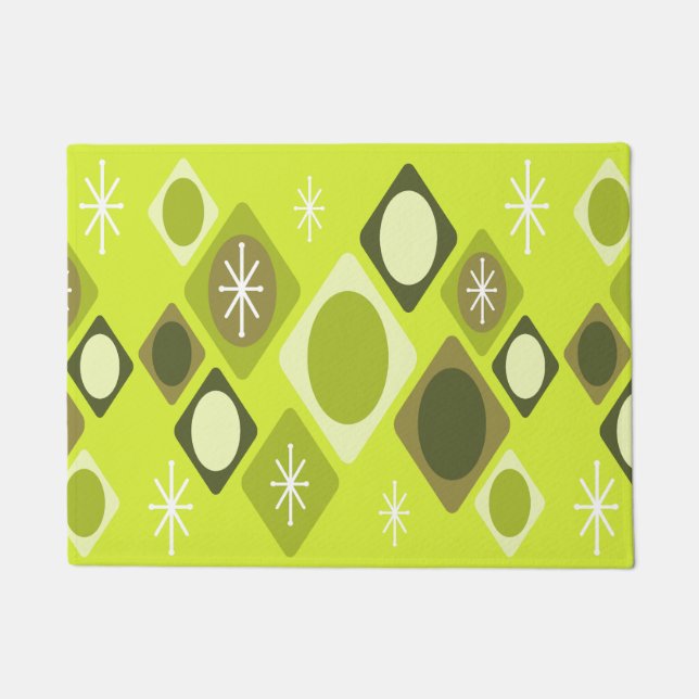 Diamonds Ovals Starbursts Chartreuse Deurmat (Voorkant)