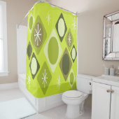 Diamonds Ovals Starbursts Chartreuse Douchegordijn (In situ)