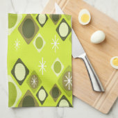 Diamonds Ovals Starbursts Chartreuse Theedoek (Quarter Fold)