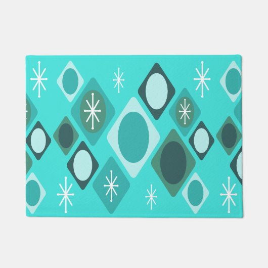 Diamonds Ovals Starbursts Turquoise Deurmat (Voorkant)