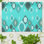 Diamonds Ovals Starbursts Turquoise Theedoek (Gevouwen)