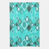Diamonds Ovals Starbursts Turquoise Theedoek (Verticaal)
