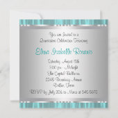 Diamonds Parels Blauwgroen Blue Quinceanera Uitnod Kaart (Achterkant)