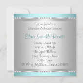 Diamonds Parels Blauwgroen Blue Quinceanera Uitnod Kaart (Achterkant)