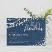 Diamonds Parels Denim Chic Fabulous 50ste verjaard Kaart (Staand voorkant)