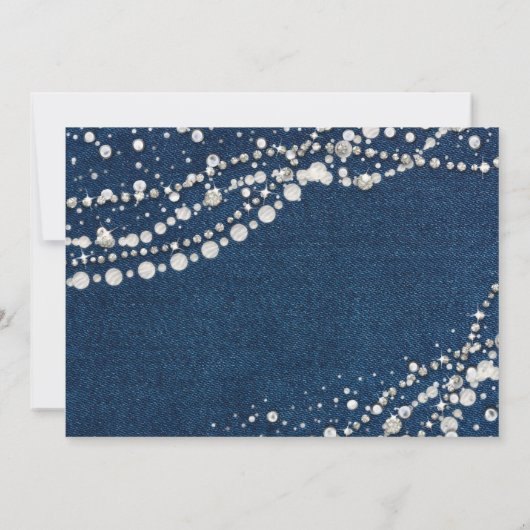 Diamonds Parels Denim Chic Fabulous 50ste verjaard Kaart (Achterkant)