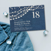 Diamonds Parels Denim Elegant Classy 18e Verjaarda Kaart