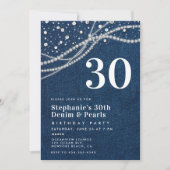 Diamonds Parels Denim Elegant Classy 30ste Verjaar Kaart (Voorkant)