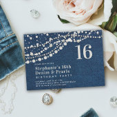 Diamonds Parels Denim Elegant Classy Chic Sweet 16 Kaart