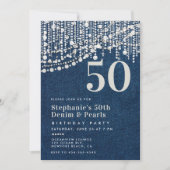 Diamonds Parels Fringe Jean Denim 50e verjaardag Kaart (Voorkant)