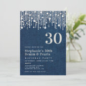 Diamonds Parels Jean Denim Classy 30e verjaardag Kaart (Staand voorkant)